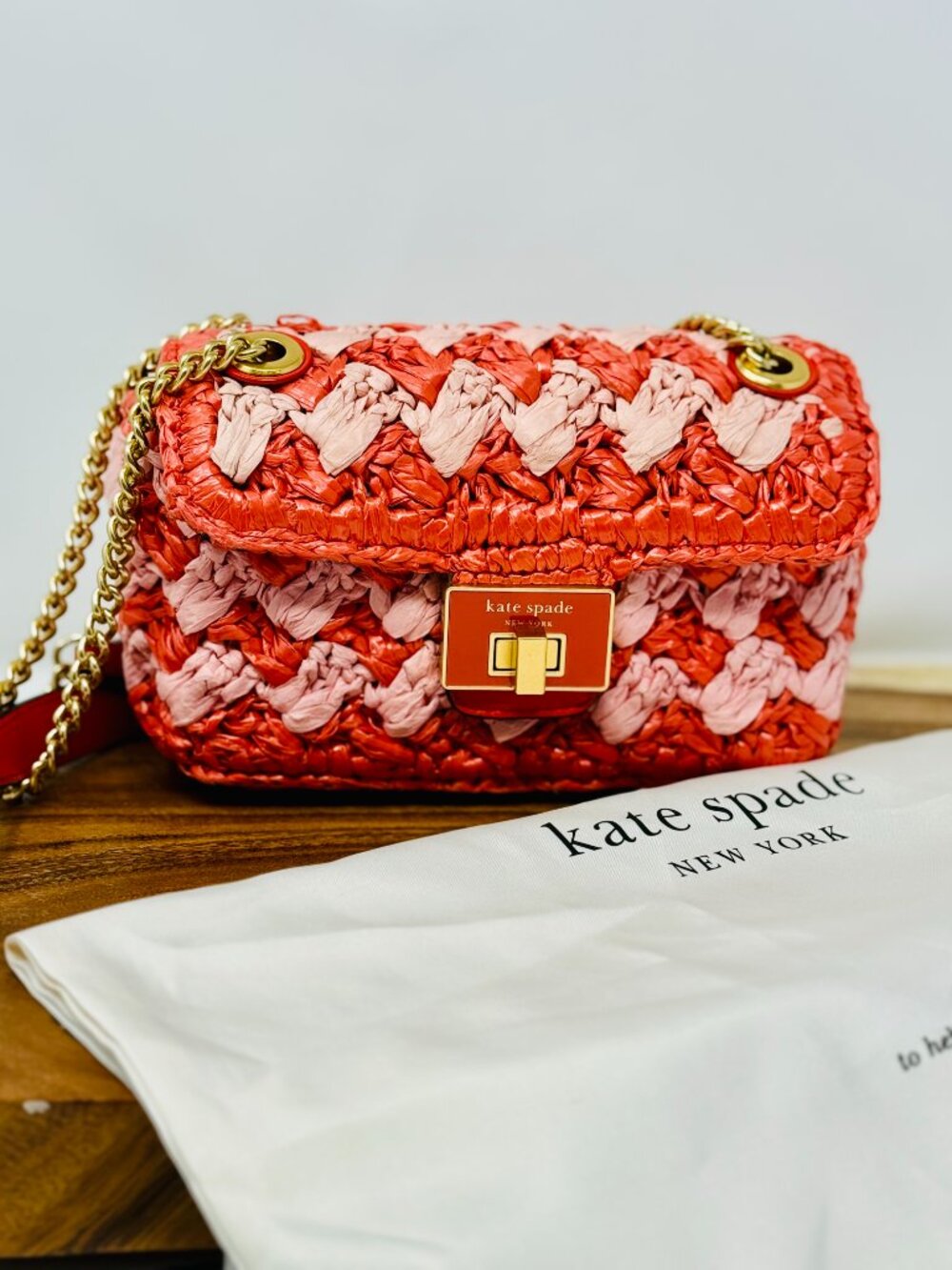 Kate Spade | Evelyn Striped Crochet Raffia | Small Shoulder | Crossbody